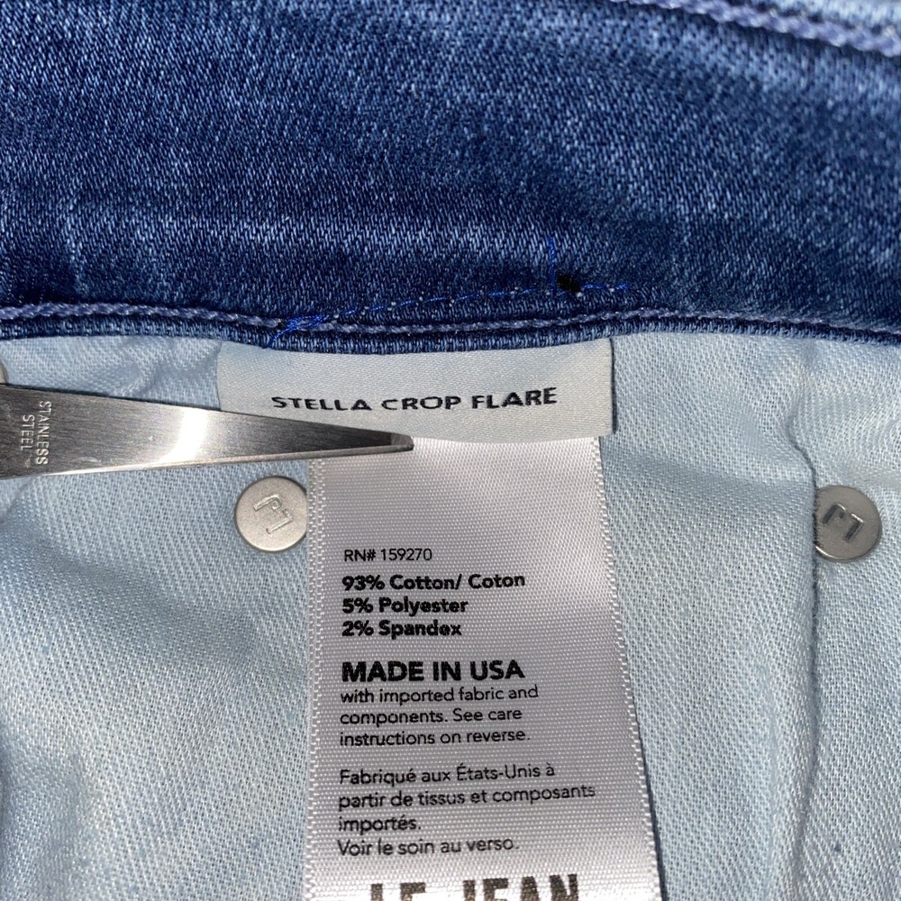 Le Jean Women's 32 Blue Medium Wash Cotton Blend Stella‎ Cropped Flared-Leg - Picture 10 of 14